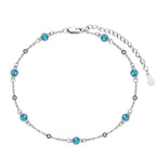 HPQQ Anklet Bracelet for Women 925 Sterling Silver Natural Stone Chain Bead Ankle Bracelet Beach Summer Fine Jewelry Mothers Day Birthday Gifts for Women Mom Wife - color: Anklet-9"-11"-Turquoise