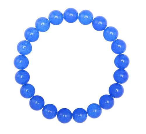 Adabele 1pc Natural Stretch Gemstone Bracelet 8mm (0.31") Bead 7" to 8.5 inch Healing Crystal Energy Quartz Chakra Jewelry Women Unisex Birthday Gift - color: Blue Agate, size: 7.5 inch