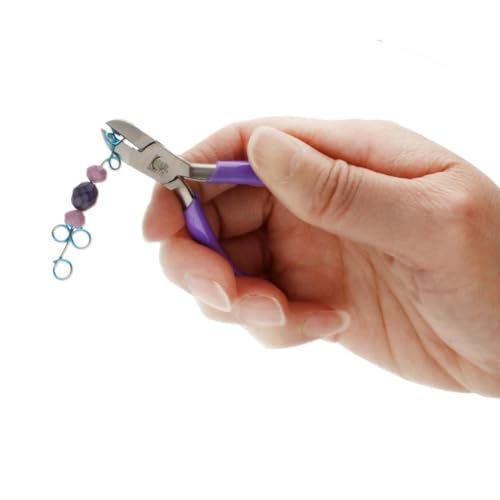 The Beadsmith Mini Series Side Cutter Tool – Accurately Cut Wire & Metal – 3-Inches, Purple Comfort Grip Handle, Single Leaf Spring, Polished Steel Head – Tools for Jewelry Making - style: Side Cutter