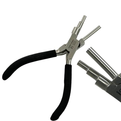 Bail Making Pliers with PVC Grip Handle | for Making S-Hooks, Ear Loops, Jump Loops, Bail, and More - German Stainless Steel ((J3) 5,7,10mm Loops) - size: (J3) 5,7,10mm Loops
