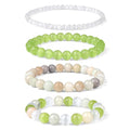 Vinswet 4pcs Beaded Bracelets for Women,Natural Healing Crystal Gemstones Bracelet,Anxiety Stress Relief Bracelet Handmade purple Jewelry Gifts for Women - color: Cat Eyes&Cyan cat eyes&Amazonite