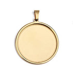 10pcs stainess steel cabochon base setting 20mm 25mm 30mm round cameo pendant trays diy jewelry blank bezel for necklace making (30mm gold) - size: 30mm Gold