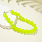 Colorful Chunky Beaded Necklace for Women Acrylic Bead Choker Necklaces Fashion Large Round Beads Necklaces for Women Handmade Summer Jewelry - color: Green Beaded Necklace