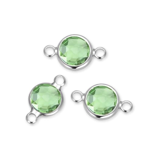 10pcs Adabele Grade A August Peridot Green Birthstone Connector Link 6mm (0.24 Inch) Silver Plated Round Austrian Crystal Bead for Jewelry Making CCP1-S8 - color: August - Peridot Green, size: 6mm - 10pcs
