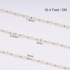 SMYHTGLIF 16.4 Feet Clear Crystal Chain for Jewelry Making Gold Plated Brass Bead Jewelry Making Chains Permanent Jewelry Findings - color: Transparent