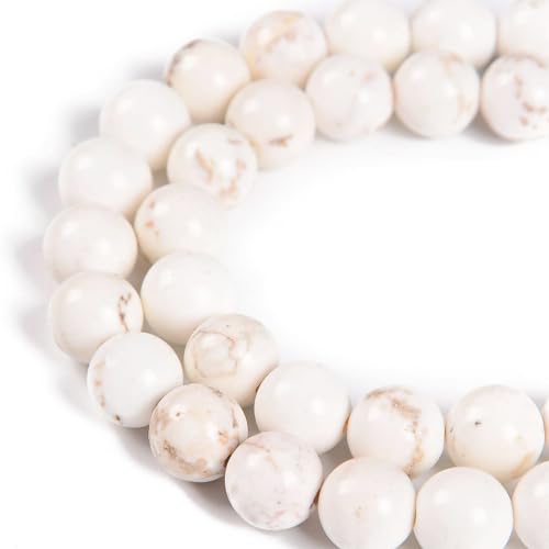 4mm Genuine White Turquoise Bead Gemstone Round Semi Precious Loose Beads for Jewelry Making 15" - color: White Turquoise, size: 4mm