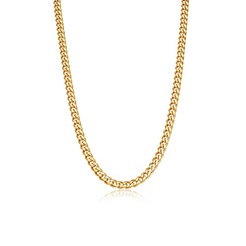 Monily Stainless Steel Mens Cuban Link Chain Silver 18K Gold Chain for Men Hip Hop Mens Jewelry - color: c. 8mm width-gold-plated, size: 22 Inches