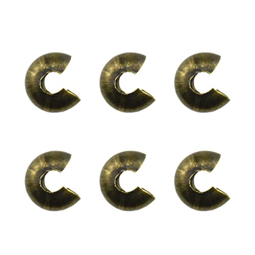 Crimp Bead Knot Covers 5mm Outer Dia Half Round Open Form a Ball Easy to Position Two Sides Keep Flush Close Neatly Evenly Stop Wire Wear No Irritate for Jewelry Craft Bronze Copper 100pcs - size: 5mm-Bronze-100Pcs