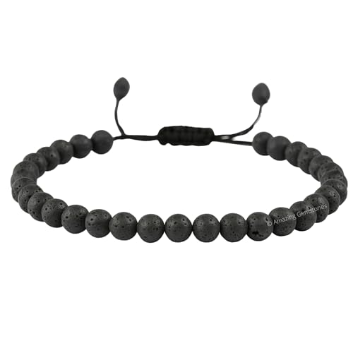 Amazing Gemstone Crystal Anklet Ankle Bracelets for Women - Waterproof Beaded Healing Crystal Anklets, Plus Size Chakra Gemstone Bead Anklet - color: Lava Stone, style: Plain