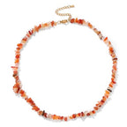 Raw Crystal Necklaces for Women 5-8mm Handmade Natural Stone Necklace Beaded Choker Necklace Healing Crystal Necklace Gemstone Necklace Raw Crystal Beaded Necklace for Her - style: Carnelian