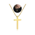 IEFSHINY Gifts for Men Boys - Stainless Steel Cross Pendant Chain Necklaces for Men, Mens 16-30 Inches Chain Gold Silver Black Cross Necklace Boys Jewelry Gifts - size: 16, style: Gold-cross pedant 0.7"*1.18"