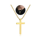 IEFSHINY Gifts for Men Boys - Stainless Steel Cross Pendant Chain Necklaces for Men, Mens 16-30 Inches Chain Gold Silver Black Cross Necklace Boys Jewelry Gifts - size: 30, style: Gold-cross pedant 0.7"*1.18"