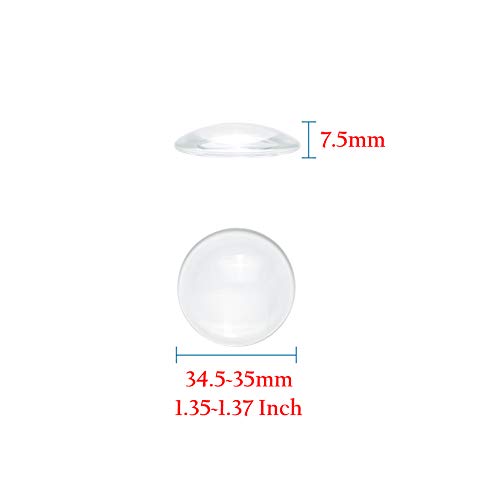 Craftdady 50Pcs Transparent Clear Glass Cabochons 34.5-35mm Flat Back Half Round Dome Tiles for Photo Pendant Jewelry Craft Making - color: Transparent Clear, size: 35mm Round