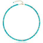 AGOT Beaded Gemstone Necklace for Women: Boho Bead Choker Natural Stone Necklaces - Handmade Jewelry for Summer Beach - color: Blue