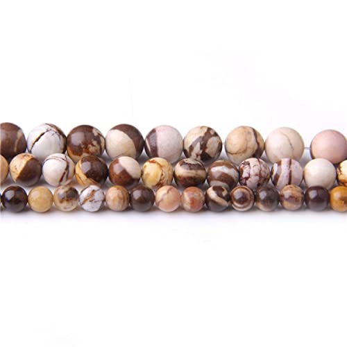 Natural Stone 6mm Australia Zebra Smooth Round Loose Beads Energy Gemstone DIY for Jewelry Making Bracelet Necklace 1 Strand 15" - color: Australia Zebra, size: 6mm