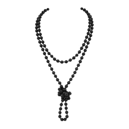 Bead Strand Versatile 60" Long Wrap Necklace - Handmade Knotted Multi Layer Sparkly Crystal, Semi Precious Natural Stone, Lava, Glass Faux Pearl - color: Natural Stone Bead - Lava Black