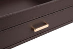 HofferRuffer Valet Jewelry Tray Organizer with Drawer, Faux Leather Storage Catchall Box Phone Charging Station Tray with Dresser Nightstand Desktop Drawer Organizer (Dark Brown) - color: Dark Brown