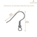 BEADNOVA 300pcs Stainless Steel Earring Hooks with Rubber Backs, Silver, Elegant, Polished, Hypoallergenic, DIY Ear Findings Supplies - color: 300pcs