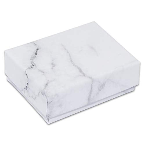 TheDisplayGuys - 100-Pack #10 Cotton Filled Cardboard Paper Jewelry Boxes Gift Case - Marble White (1.9" x 1.3" x 0.7") - for Shipping or Storage - size: 1 Count (Pack of 100), style: 1.9" x 1.3" x 0.7" (#10)