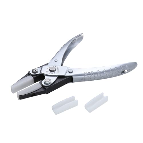 The Beadsmith Parallel Pliers – Double Nylon Flat Nose Jaws – Uniform Pressure to Provide a Consistent Grip – Textured Metal Handles – Replacement Jaws Included – Steel Tool for Jewelry Making - style: Nylon Flat Nose - 140mm
