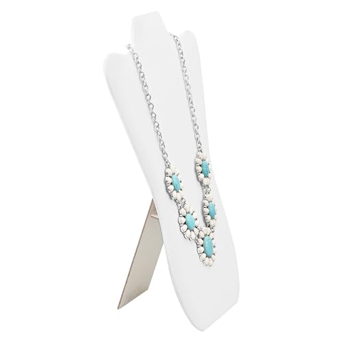 MOOCA White Faux Leather MDF Wood Jewelry and Necklace Easel Display Stand, Set of 6 - color: White Faux Leather, 6 pcs