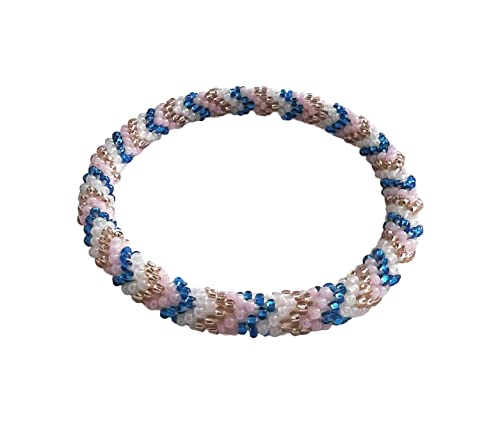 Wigspedia Crochet Glass Seed Bead Nepal Boho Bracelet - Pink - color: Pink Style # 10