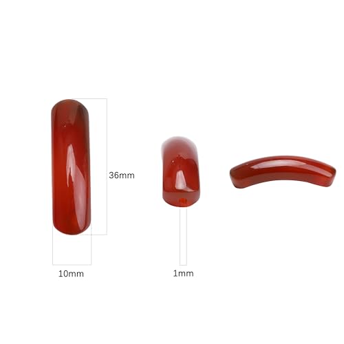 BEADIA Natural Curved Red Agate Stone Beads 36x10mm 4pcs for DIY Bracelet Jewelry Making - color: Red Agate