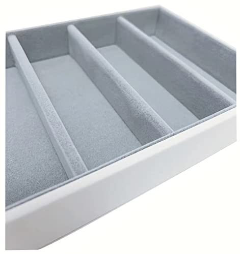 5 Slot PU Leather Drawer Divider Eyewear Jewelry Accessary Storage Sunglasses Jewelry Tray Organizer Show Tray Home Organization Drawer Closet Divider - color: White and Gray