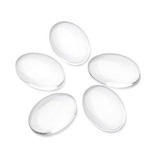 Craftdady 200Pcs Transparent Clear Glass Cabochons 18x13mm Flat Back Oval Dome Tiles Glass Cabs Covers for Photo Pendant Jewelry Craft Making - color: Transparent Clear, size: 18x13mm Oval