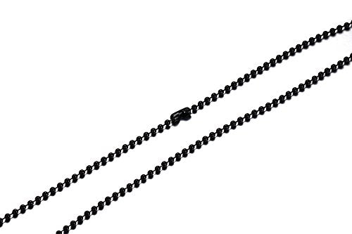 Titanium Stainless Steel Small Beads Ball Chain Necklace for Men Women 24-38 Inches Silver Black Gold - color: Black, 2.4mm wide