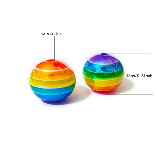 Mixed Lots Shiny Acrylic Rainbow Stripe Bead DIY Beading Hairband Bracelets Necklace Craft Embelishment (Transparent Rainbow Stripe#1) - color: Transparent Rainbow Stripe#1