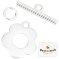 Beebeecraft 1 Box 10Pcs Bracelet Toggle Clasps 925 Sterling Silver Plated Flower T-Bar Clasps Toggle Ring Jewelry Findings Hole 1.2mm for Necklace Bracelet and DIY Jewelry Making - color: Silver