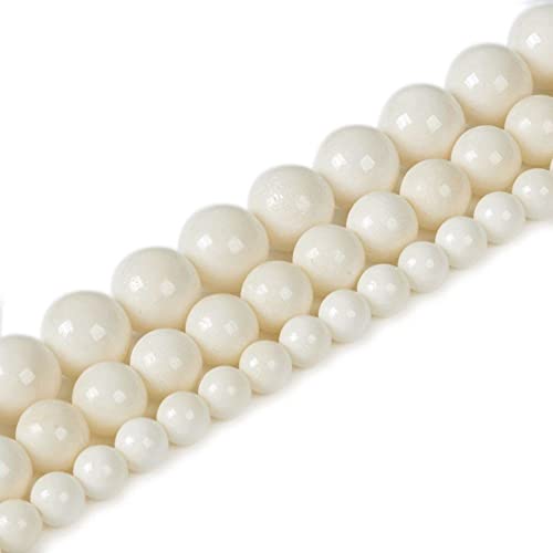 Natural Bone 6mm Gemstone Round Loose Beads Strand for DIY Bracelet Necklace Jewelry Making Bead - color: Bone, size: 6mm