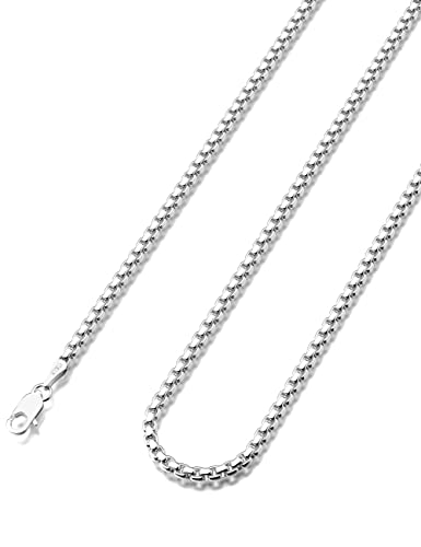 925 Sterling Silver Box Chain Lobster Clasp 2/3/4/5mm Necklace for Women Mens Box Chain Silver/14K Gold Plated Plated Necklace Chain Diamond Cut 16-30 Inches - color: Silver, size: 18, style: 2mm Box Chain