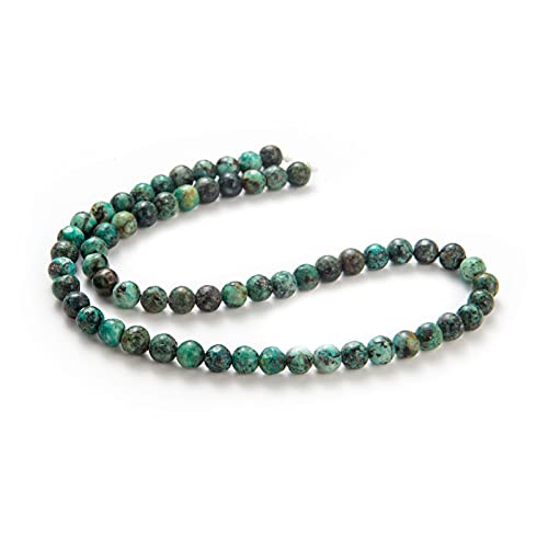 100Pcs Natural Stone Beads 8mm African Turquoise Round Gemstone Loose Beads with Elastic Bracelet String for Bracelets Necklace Jewelry Making - color: African Turquoise, size: 8mm