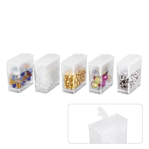 FASHEWELRY 20Pcs 1x1” Plastic Flip Top Seed Bead Small Storage Containers Diamond Painting Box Rectangle Transparent Box Organizers for 5D Embroidery Diamond drill, Nail art & Glitter - color: Transparent-Rectangle, size: 2.7x2.7x1.3cm