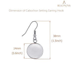 BEADNOVA Cabochon Setting Earring Hook 60pcs Blank Earring Bezel 14mm Stainless Steel Cabochon Setting Ear Wire Hook with Rubber Backs for Resin DIY Earwire Making (14mm, 60pcs) - color: 60pcs, size: 14mm