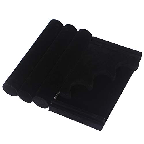 DIOMMELL 2 Pack Velvet Bracelet Holder with 3 Tier Rack, Jewelry Display Stand Watch Bangle Bar Necklace Storage Organizer, Black