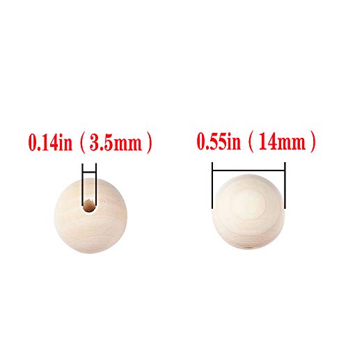 200Pcs 14mm Wood Beads Round Wooden Spacer Beads Unfinished Natural Wood Loose Beads - size: 14