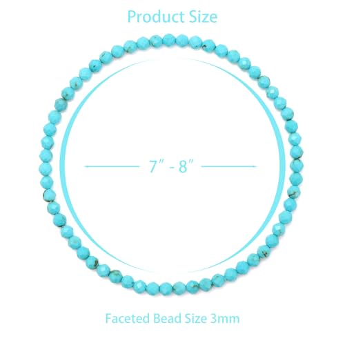 Healing Crystal Bracelet Clear Quartz Faceted Beaded Bracelets for Women Men 3mm Natural Stone Adjustable Handmade Stretch Bracelet Reiki Spiritual Jewelry Fashion Gifts - color: Turquoise