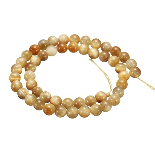 HARFINGTON 50pcs Natural Stone Beads 6mm Gold Tiger Eye Round Gemstone Stone Loose Beading Real Genuine Smooth Balls Bead for Jewelry Making Bracelets Necklace Earrings DIY - color: Gold Tiger Eye, size: 6mm
