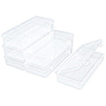 6 Pack Rectangular Clear Plastic Storage Containers Box with Hinged Lid for Beads and Other Small Craft Items (6.1 x 2.56 x 1.18 inch) - size: 6.1 x 2.56 x 1.18 inch