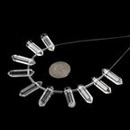 Clear Quartz 32mm Natural Gemstone Hexagonal Wand Jewelry Making Crystal Pointed Chakra Reiki Healing Beads 2mm Hole Drilled(Pack of 10) - color: Clear Quartz