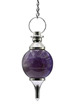 Amazing Gemstone Amethyst Crystal Ball Pendulum for Divination - Dowsing Pendulum Necklace with Chain and Quartz Bead for Reiki Healing and Crystal Grid Meditation - color: Amethyst