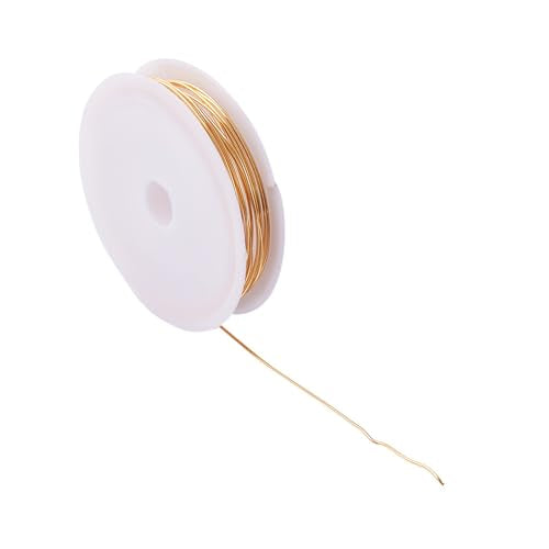 1 Roll 10.17 Feet(3.1m) 21 Gauge Round Copper Jewelry Bendable Wire Long-Lasting Plated Jewelry Wire Soft Artistic Wires Copper Metal Beading for Jewelry Making Crafts,KC Gold - color: 21 Gauge,KC Gold