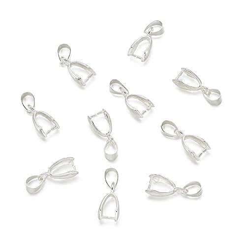 Fashewelry 200pcs Brass Pendant Pinch Bails Silver 8x5mm Inner Diameter Dangle Charm Clasp Clip for Top Drilled Bead Necklace Earring Jewelry Making Pin:0.9MM - color: Silver