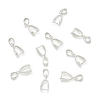 Fashewelry 200pcs Brass Pendant Pinch Bails Silver 8x5mm Inner Diameter Dangle Charm Clasp Clip for Top Drilled Bead Necklace Earring Jewelry Making Pin:0.9MM - color: Silver