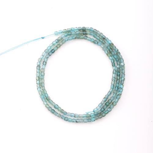 Faceted Natural Blue Crystal 2-3mm Cube Square Loose Beads Gemstone Small Loose Beads Healing Crystal Energy Stone for DIY Jewelry Making 15" - color: Blue Crystal