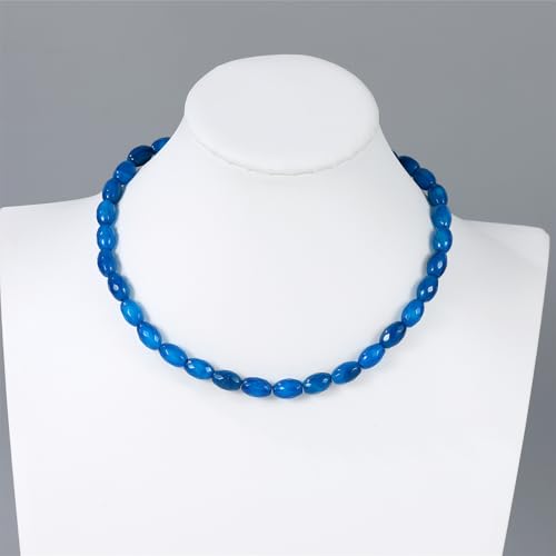 Elisheva Natural Stone Choker Necklace for Women, Boho Natural Emperor Jasper Stone Lace Agate Beaded Crystal Necklace, Gemstone Jewelry Gift for Her - style: blue lace agate Choker