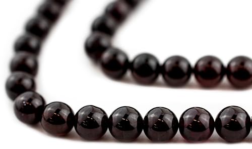 The Bead Chest Round Garnet Beads (8-9mm): Organic Gemstone Round Spherical Energy Stone Healing Power Crystal for Jewelry Bracelet Mala Necklace Making - color: Garnet, size: 8mm